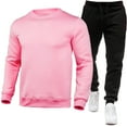 thumbnail image 1 of Htigea Clearance Men's 2 Piece Outfits Solid Color Pullover Sweatshirt Tracksuit Joggers Sweatpants Sweatsuit Set Pink,XXL, 1 of 5