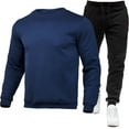 thumbnail image 1 of Htigea Clearance Men's 2 Piece Outfits Solid Color Pullover Sweatshirt Tracksuit Joggers Sweatpants Sweatsuit Set Today Sales Navy,L, 1 of 5