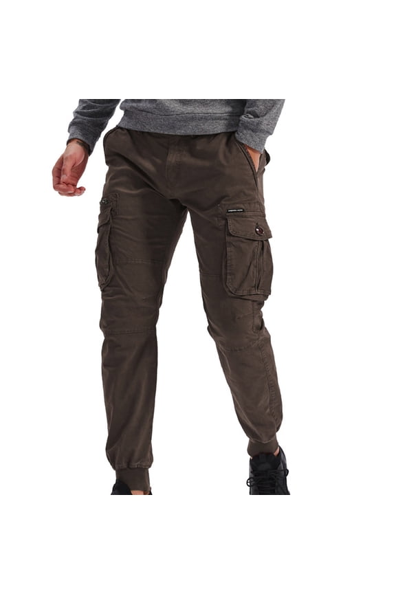 Men's Athletic Pants Cotton Ripstop Tactical Pants Comfort Fit Work Pants Fall Basic Solid Sweatpants with Drawstring M-5XL