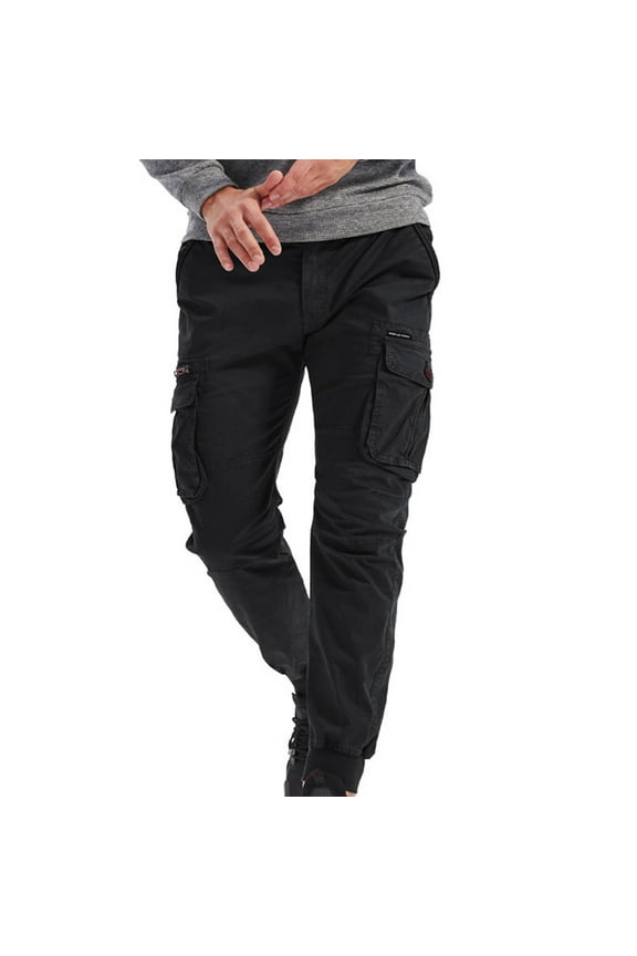 Clearance Men's Athletic Pants Cotton Ripstop Tactical Pants Comfort Fit Work Pants Fall Basic Solid Sweatpants with Drawstring M-5XL
