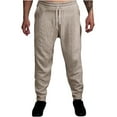 thumbnail image 1 of Htigea Clearance Men's Cotton Linen Pants Elastic Joggers Basic Solid Hip Hop Harem Pants Summer Breathable Drawstring Waistband Sweatpants Trousers M-4XL, 1 of 5