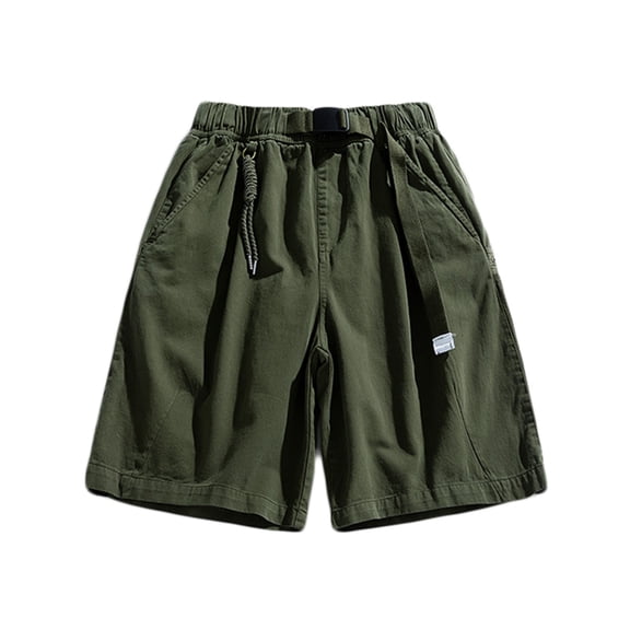 Htigea Clearance Men's Cotton Shorts 11 Inch Cargo Shorts Summer Elastic Waistband Chino Work Shorts Stretch Loose Fit Short Pants with Pocket M-3XL