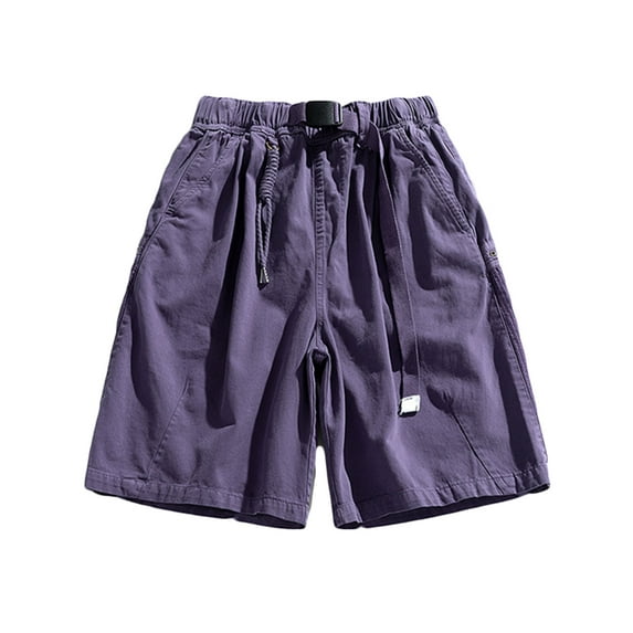 Htigea Clearance Men's Cotton Shorts 11 Inch Cargo Shorts Summer Elastic Waistband Chino Work Shorts Stretch Loose Fit Short Pants with Pocket M-3XL