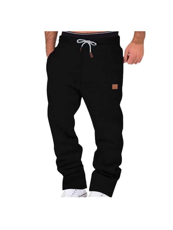 Men's Drawstring Jogger Sweatpants Big and Tall Trackpants Cotton Workout Gym Running Track Sweat Pants with Pockets for Athletic Casual Trousers M-4XL
