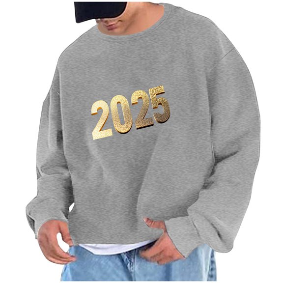 Htigea Men's Fleece Crewneck Sweatshirt Thick Loose Fit Soft Basic Pullover Sweatshirt Gray,M