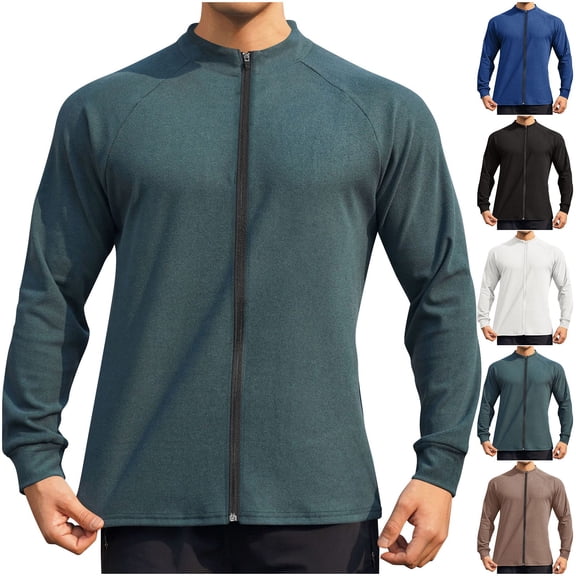 Htigea Clearance Men's Full Zipper Long Sleeves Cycling Bicycle Biking Bike Shirt Outdoor Workout Sports Shirts Clearance Sale Brown,XXL