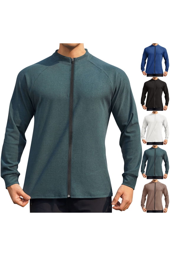 Htigea Men's Full Zipper Long Sleeves Cycling Bicycle Biking Bike Shirt Outdoor Workout Sports Shirts Green,XXL