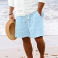 thumbnail image 1 of Htigea Clearance Men's Linen Shorts Lightweight Shorts Pants Drawstring Casual Beach Pants Comfy Elastic Waist Cotton Linen Short Pant with Pocket S-3XL, 1 of 6
