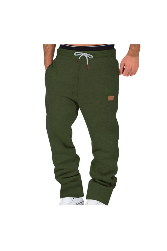 Men's Pocket Casual Straight-Leg Pants Tracksuit Pants Full Length Pants Fashionable Men's Trousers Cool Activewear for Gentlemens Today Sales Army Green,M