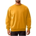 thumbnail image 1 of Htigea Clearance Men's Sports Round Collar Pullover Sweatshirt Long Sleeve Solid Shirts Yellow,XXXL, 1 of 5