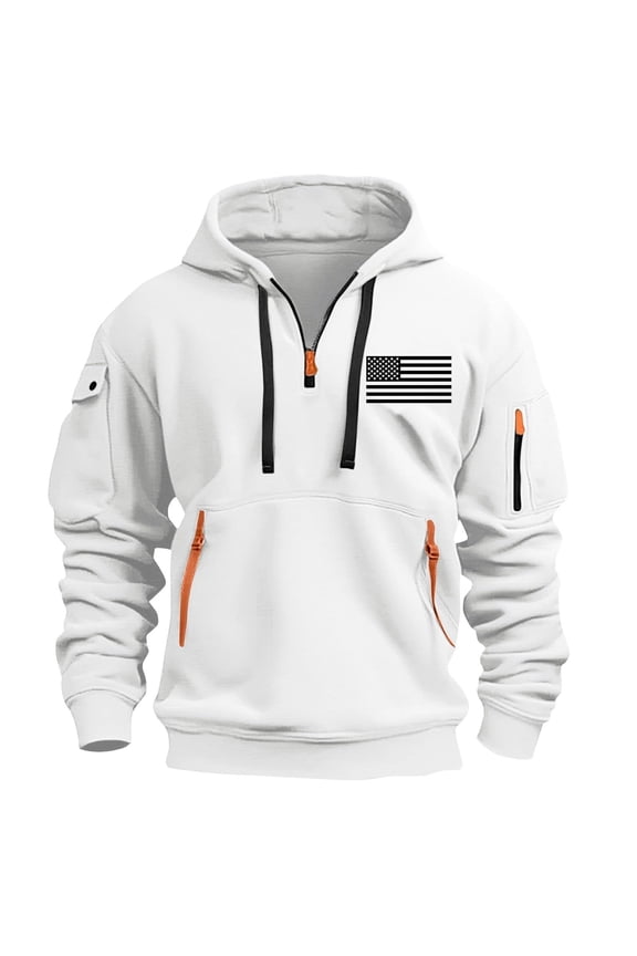 Htigea Men's Tactical Hoodie Thin Fleece Jacket Winter Warm Full-Zip Military Army Outdoor Hiking Coat with 7 Zip-Pockets Today Sales White,S