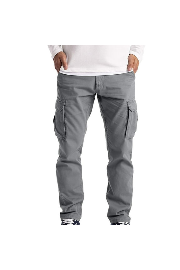 Htigea Mens Cargo Pants Slim Fit Big And Tall Chinos Pants Basic Solid Hiking Pants High Performance Cargos Twill Track Jogging Trousers S-5XL