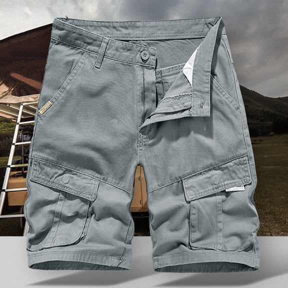 Htigea Clearance Mens Cargo Shorts Comfort Cotton Short Pants Summer Elastic Waist Outdoor Jogger Hiking Casual Pants Knee Length S-3XL