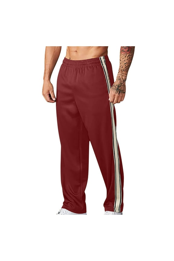 Mens Fashion Twill Sweatpants with Side Striped Elastic Waistband Casual Athletic Joggers Pants with Pockets S-3XL