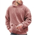 thumbnail image 1 of Htigea Mens Fuzzy Sherpa Hoodie Big and Tall Pullover Sweatshirts Loose Cozy Pocket Long Sleeve Winter Hooded Outwear Pink,XXL, 1 of 5