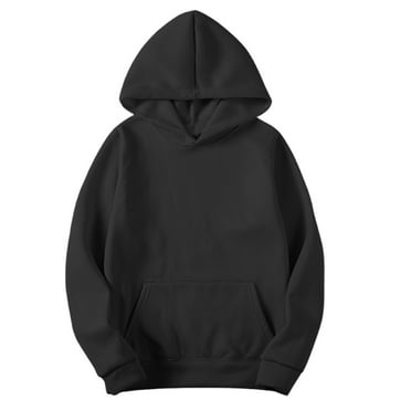 Htigea Clearance Mens Hoodies Basic Casual Hooded Sweatshirts Long Sleeve Pullover Workout Hoodie Tops with Pocket Today Sales Black,L