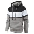 thumbnail image 1 of Htigea Mens Hoodies Pullover Sweatshirt Color Block Fleece Long Sleeve Patchwork Casual Hoodie with Pockets Gray,XXXL, 1 of 5