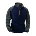 thumbnail image 1 of Htigea Mens Quarter Zip Pullover Fleece Sweater Long Sleeve Warm Coats Winter Casual Stand Collar Athletic Sweatshirts Navy,XXXL, 1 of 5