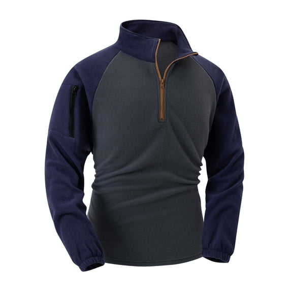 Htigea Clearance Mens Quarter Zip Pullover Fleece Sweater Long Sleeve Warm Coats Winter Casual Stand Collar Athletic Sweatshirts Today Sales Gray,XXXL