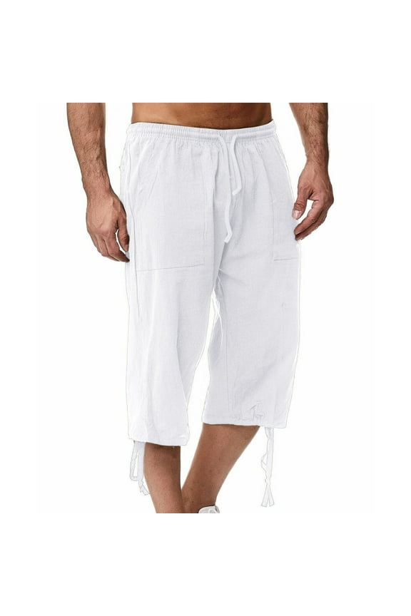 Mens Tactical Cargo Long Shorts Casual Hiking Capri Pants Below Knee Length Multi Pocket Athletic Running Shorts M-XXL