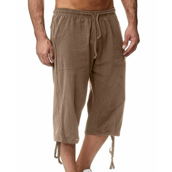 Htigea Mens Tactical Cargo Long Shorts Casual Hiking Capri Pants with Multi Pocket Athletic Running Shorts Below Knee Length M-XXL