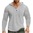thumbnail image 1 of Htigea Mens Waffle Hoodies Long Sleeve Drawstring Lightweight Hooded Henley Shirts Hoodies Pullover Sweatshirt Today Sales Gray,XXXL, 1 of 6