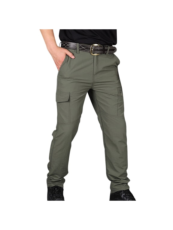 Htigea Pants for Men Fall Spring Men Elastic Waist Casual Multi-Pocket Sports Trousers Pants Sale Green,XL