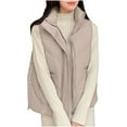 thumbnail image 1 of Htigea Clearance Puffer Vest for Women Winter Outwear Jacket Cropped Sleeveless Lightweight Fashion Fall Coat with Pockets Today Deals Khaki,L, 1 of 3