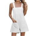 thumbnail image 1 of Htigea Rompers Casual Sleeveless Pajamas Onesies Overall Spaghetti Straps Shorts Jumpsuits for Women under 10 White,M, 1 of 7