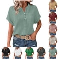 thumbnail image 1 of Htigea Short Sleeve Sweater for Women Summer Business Casual Dressy Outfits Work Tops Lightweight Spring Blouses 2025 White,2XL, 1 of 6