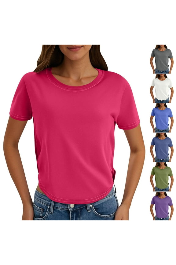 Htigea Short Sleeve T Shirts for Women Basic Tees Tshirts Casual Summer Tops Crewneck Plain Petite Tops Sale Army Green,XL