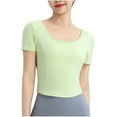 thumbnail image 1 of Htigea Clearance Short Sleeve Workout Tops for Women Loose Basic T-Shirts Athletic Gym Casual Shirts Green,M, 1 of 5