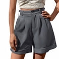 thumbnail image 1 of Htigea Shorts for Women Trendy Casual Elastic High Waisted Wide Leg Dressy Summer Shorts with Pockets Gray,M, 1 of 6