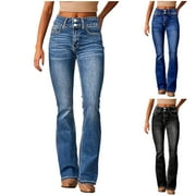 HTIGEA CLEARANCE Skinny Jeans for Women High Waist Stretchy Classic High Rise Slimming Jeggings Denim Trousers Pants under 10 dollars Light Blue L