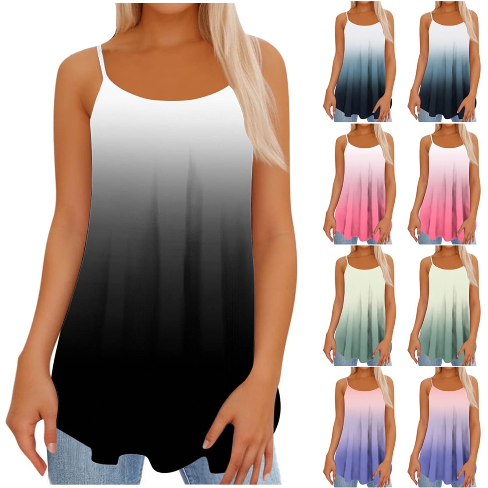 MOQIVGI Women's Summer Tank Top - V Neck Spaghetti Strap, Flowy A-Line Camisole For Casual Or Dressy Wear - View #4