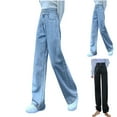 thumbnail image 1 of Htigea Clearance Straight Leg Jeans for Women,High Waisted Wide Leg Loose Denim Pants Gray,S, 1 of 3