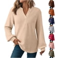 thumbnail image 1 of Htigea Sweaters for Women V Neck Casual Knit Long Sleeve Tops Lightweight Pullover Clothes Fall Fashion Outfits Pink XL, 1 of 8