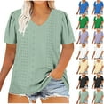 thumbnail image 1 of Htigea T Shirts Short Sleeve V Neck Tees Tops for Women Fashion Trendy Lightweight Soft Casual Summer Outfits Clothes 2025 Black,L, 1 of 6