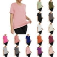 thumbnail image 1 of Htigea T-Shirts for Women - Short Sleeve Basic Tees Soft Crew Neck Trendy Summer Tops for Casual Outfits 2025 Today Deals Coffee,3XL, 1 of 5