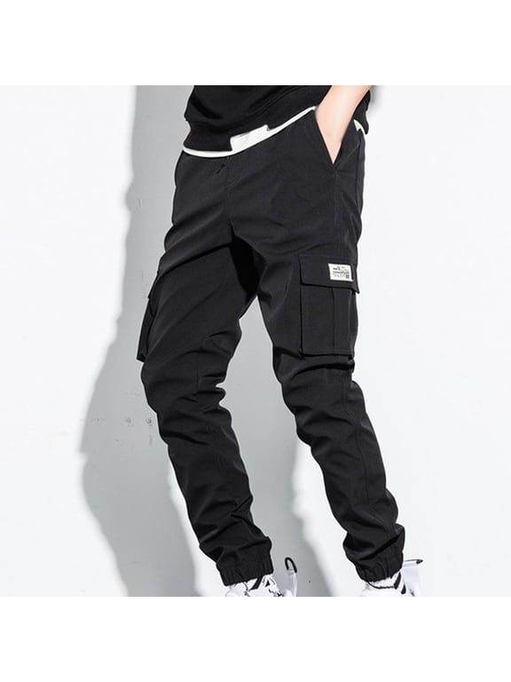 Htigea Tactical Pants for Men Cargo Work Trousers Big and Tall Hiking Pants Outdoor Workout pant with Multi-Pockets under $10 Black,L