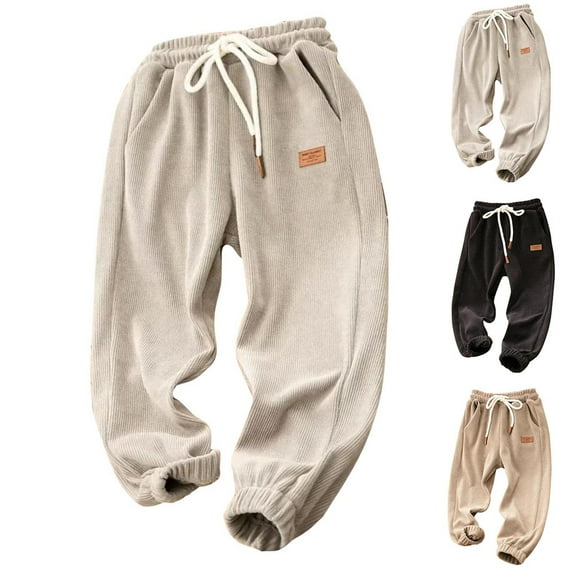 Htigea Clearance Toddler Boys Corduroy Pants Cargo Sweatpants Solid Elastic Waist Casual Long Trousers Khaki,4 Years