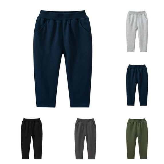 Htigea Clearance Toddler Boys Joggers Pants Kids Athletic Cotton Sweatpants with Pocket Drawstring Today Sales Gray,100