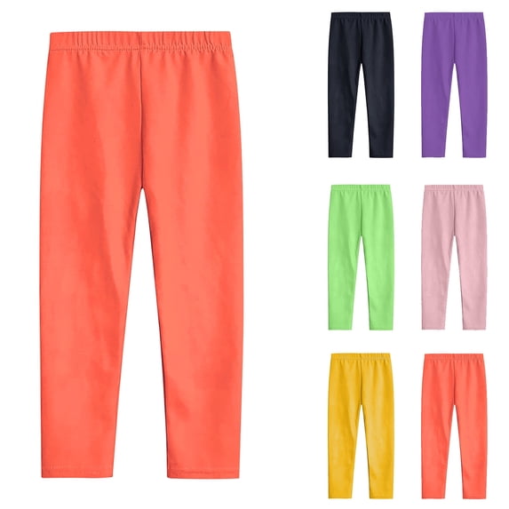 Htigea Toddler Kids Comfortable Leggings for Girls Leggings Great for Softness and Breathability Pants Orange,9 Years