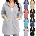 thumbnail image 1 of Htigea Tops for Women Zip Up Hooded Sweatshirt Ladies Solid Color Long Sleeve Casual Loose Lightweight Jacket wih Pockets Black S, 1 of 8