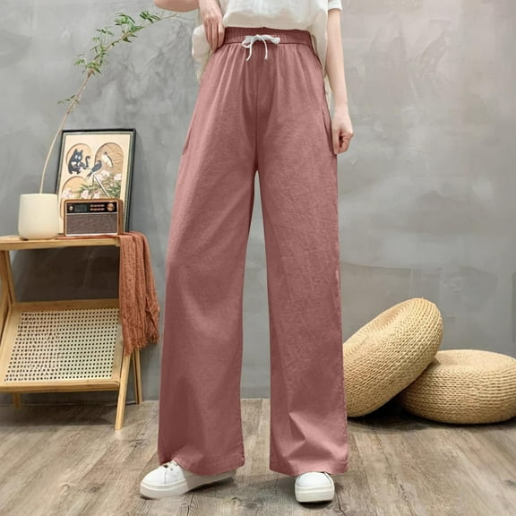 Htigea Clearance Wide Leg Yoga Pants for Women Casual Loose Cozy Sweatpants High Waisted Lounge Pajama Flowy Pants With Pockets Clearance Sale Pink,XL