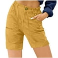 thumbnail image 1 of Htigea Clearance Women Stretchy Shorts High Waisted Shorts for Women Chino Cargo Shorts Women's Summer Shorts under 10 dollars Yellow,XXL, 1 of 6