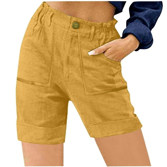 Htigea Clearance Women Stretchy Shorts High Waisted Shorts for Women Chino Cargo Shorts Women's Summer Shorts under 10 dollars Yellow,XXL