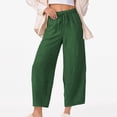 thumbnail image 1 of Htigea Women Summer Capri Pants Trousers Pants Drawstring Waist Wide Leg Casual Loose Fit Dressy Pants Sale Green 2XL, 1 of 7