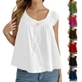 thumbnail image 1 of Htigea Clearance Women Summer Front Tank Tops Cap Sleeve Pleated Babydoll Tops Casual Loose Fit Going Out Flowy Shirt Today Deals Brown,S, 1 of 6