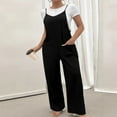 thumbnail image 1 of Htigea Clearance Women Summer Sleeveless Bib Overalls Tulip Baggy Capri Jumpsuits with Pockets under $10.00 Black 2XL, 1 of 5